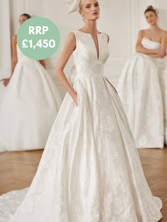 Ellis Bridals Bridal Gown with Pockets - Edwina- All Ivory no pattern