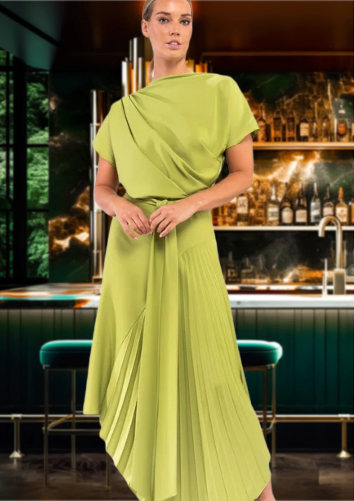 Kevan Jon Mila Pleat Dress